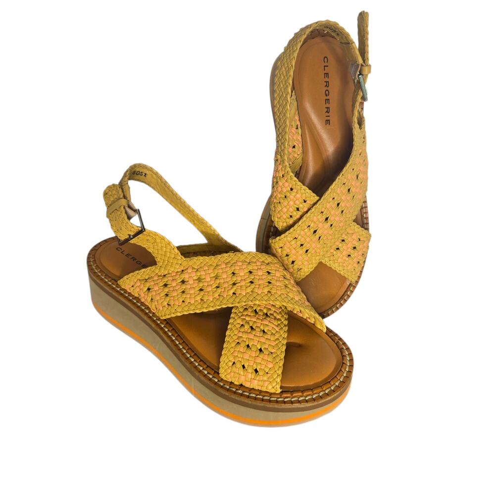 Robert Clergerie Womens Platform Sandals Raffia Slingback Adjustable Woven 37